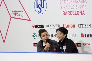 During the winner's interview at 2015 Grand Prix Final in Barcelona, Yuzuru Hanyu said with a smile: „I was a flower boy at NHK Trophy when I was little. I was dreaming to be like Plushenko or Johnny Weir or Alexei Yagudin, some top skaters. So please, please don’t give up skating, practicing or dreaming”