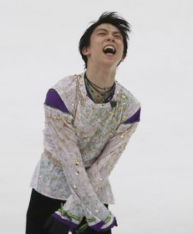 Japan's Yuzuru Hanyu reacts after his performance during the free skating of NHK Trophy figure skating in Nagano, central Japan, Saturday, Nov. 28, 20...