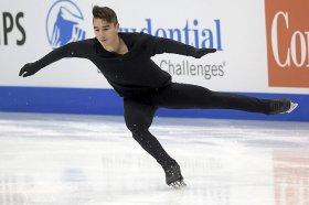 Skater Max Aaron practices on the ice at Xcel Energy Center in St. Paul on Thursday, Jan. 21, 2016. Aaron is competing in the 2016 Prudential U.S. Figure Skating Championships, which run through Sunday. (Pioneer Press: Scott Takushi)